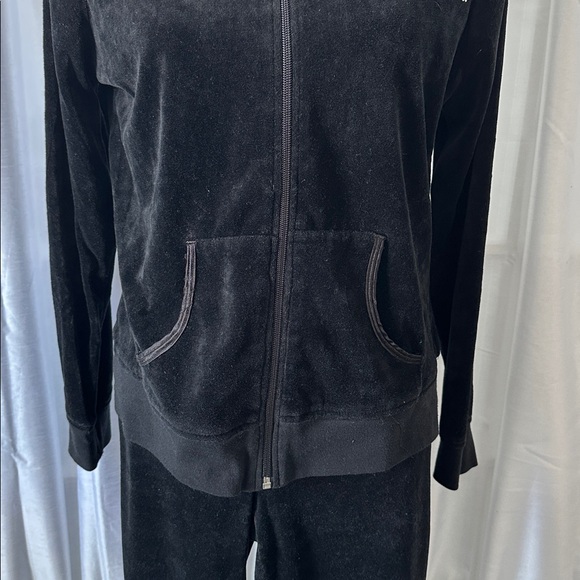 BCBG Velour Athleisure Suit 2pc Set Sz XL/Black - Picture 5 of 16